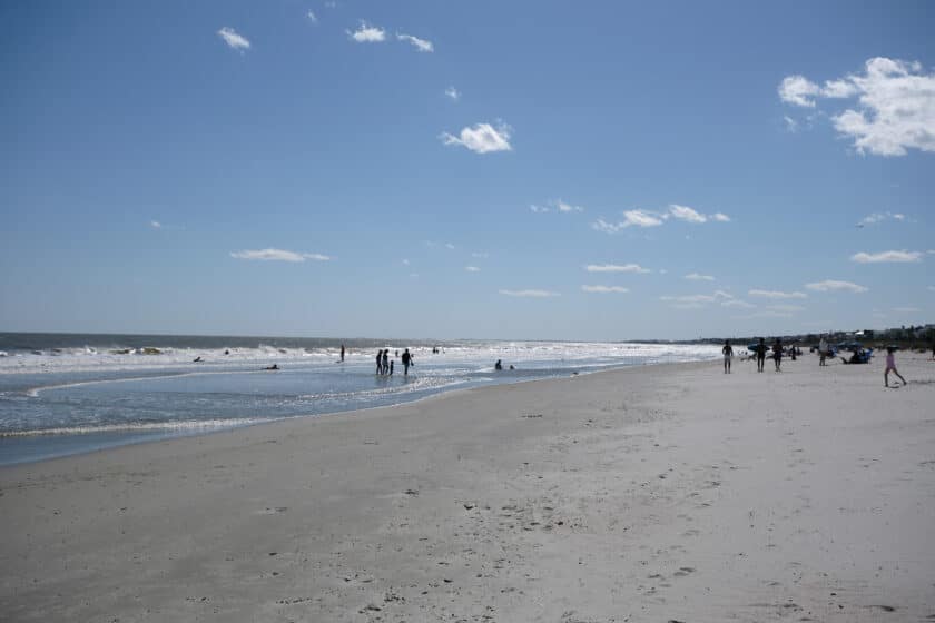 People on the Front Beach area of Isle of Palms Beach in South Carolina.