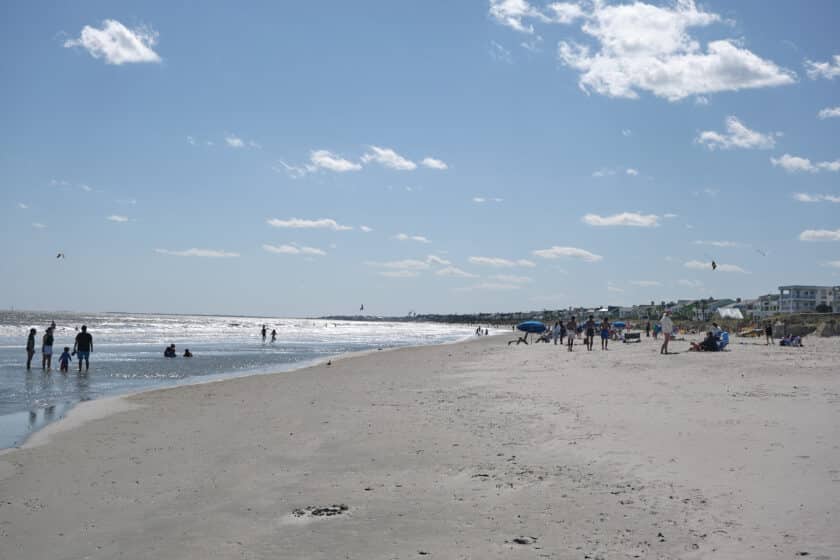 People on the beach at Isle of Palms, South Carolina.