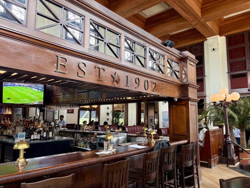 Photo of the bar and interior of California Dreaming Restaurant in Columbia, South Carolina.